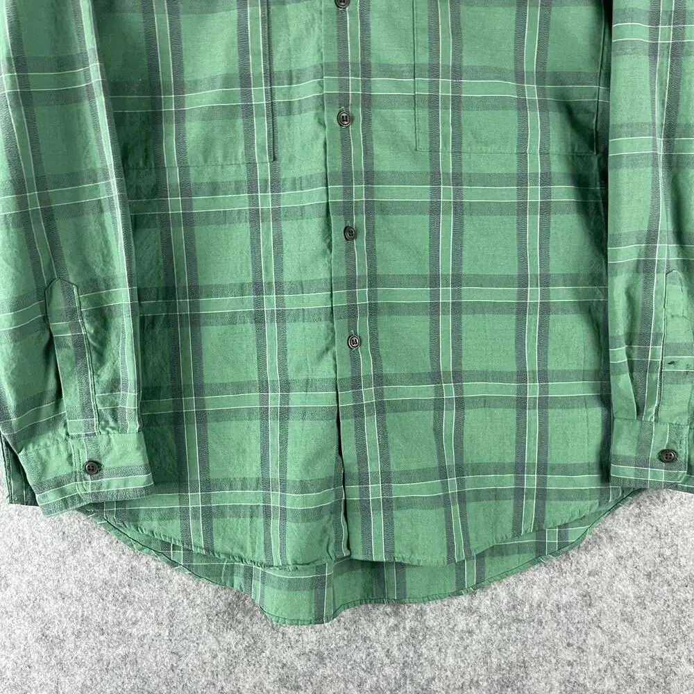 Vintage‎ Levis Silver Label Shirt Mens Medium Green Plaid Long Sleeve Pockets